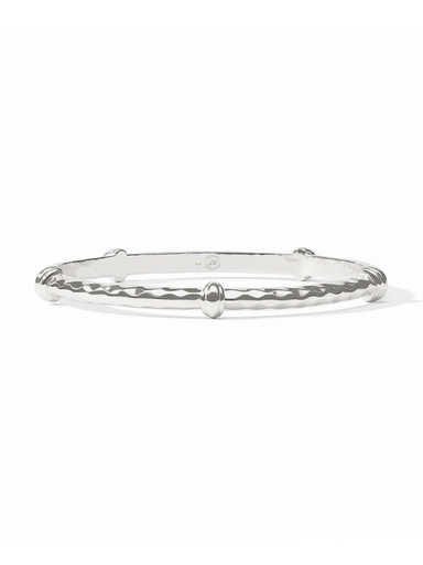 Silver bangle on a white background