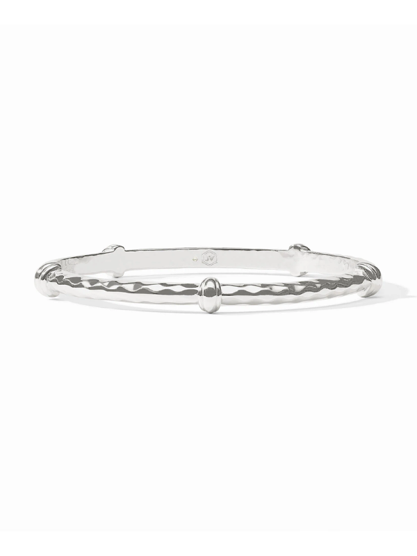 Silver bangle on a white background