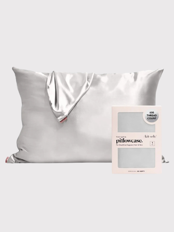 Silver standard satin pillow case with zipper