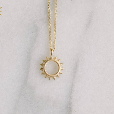 18" gold sunshine necklace with gold plated chain