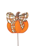 Small Round Modern Plaid Pumpkin stake