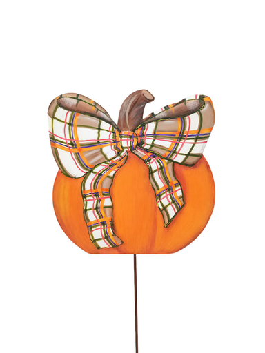 Small Round Modern Plaid Pumpkin stake