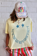 Cropped butter t-shirt with "If The Stars Were Made To Worship So Will I"