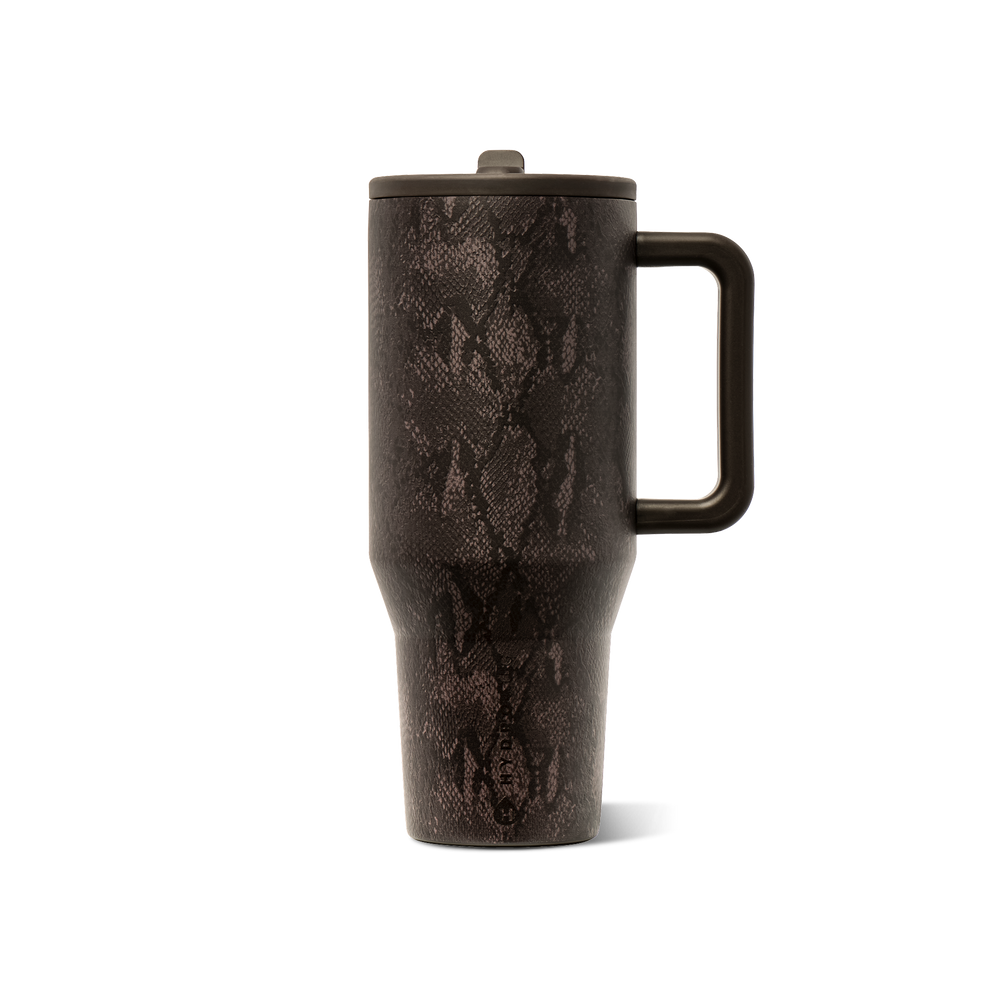 Snakeskine print stainless steel cup with a handle