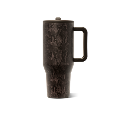 Snakeskine print stainless steel cup with a handle