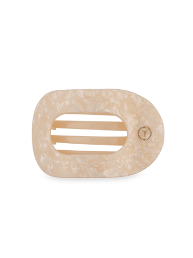 Soft Surf  Beige Marbled Medium Flat Round Clip by Teleties
