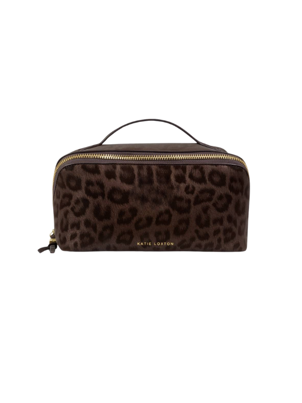 Medium Makeup & Toiletry Bag in Chocolate Leopard By Katie Loxton