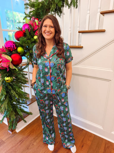 Green, red and blue spruce pj set 
