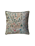 Square Cotton Velvet Pillow with Safari Animals, Botanicals & Tufted Fringe 20"