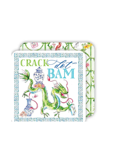 Square Crack Dot Bam Mahjong Handpainted Coasters