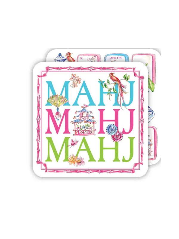Square Mahj Mahj Mahj Handpainted Coasters