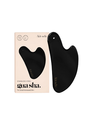Matte black gua sha tool by kitsch
