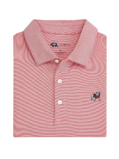 Standing Bulldog Hairline Stripe in Red Polo 