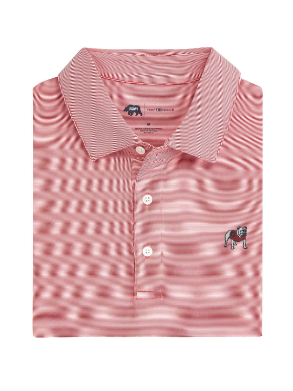 Standing Bulldog Hairline Stripe in Red Polo 