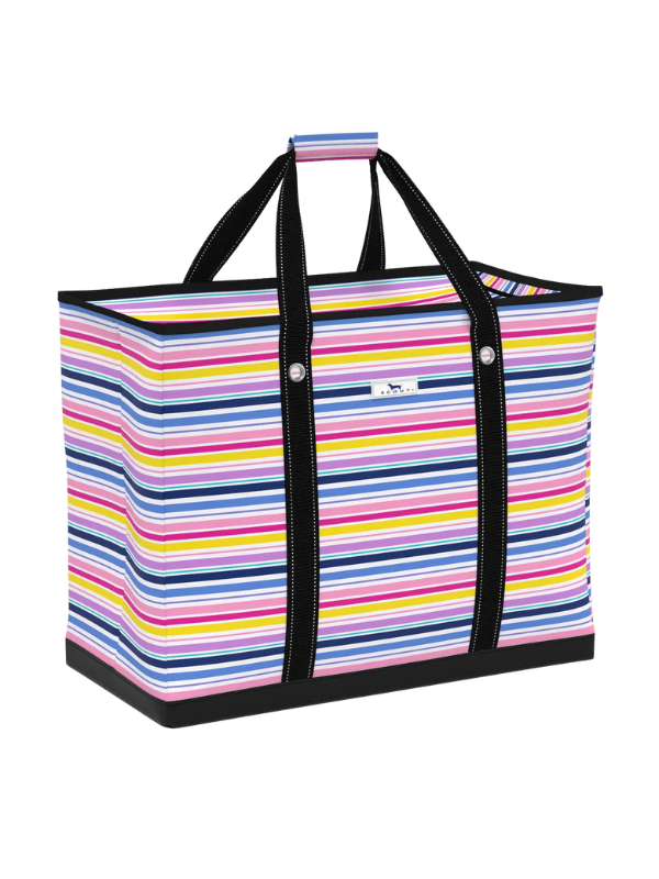 Colorful striped durable tote bag with handles 