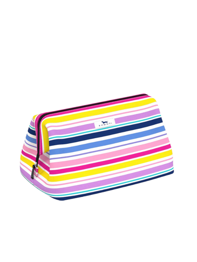 Colorful striped makeup and toiletry bag with zipper