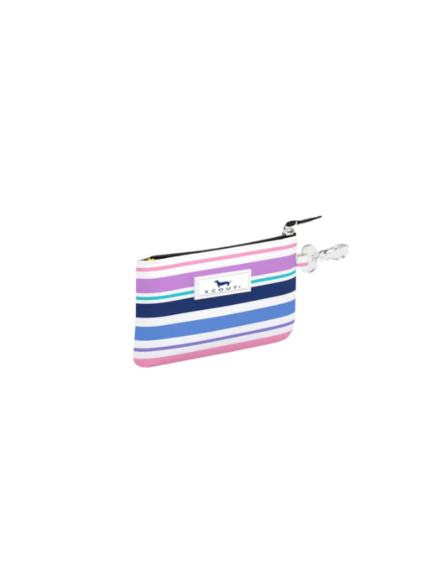 Colorful striped wallet with zipper closure and clasp