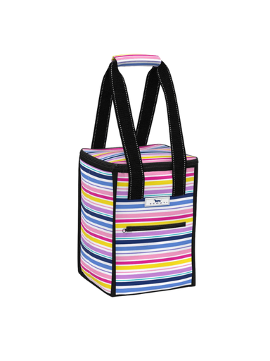 Colorful striped insulated upright cooler tote rectangular 