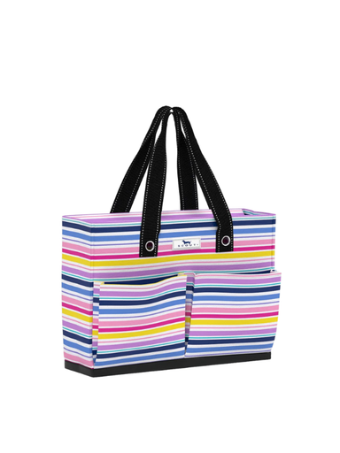 Colorful striped tote bag with pockets 