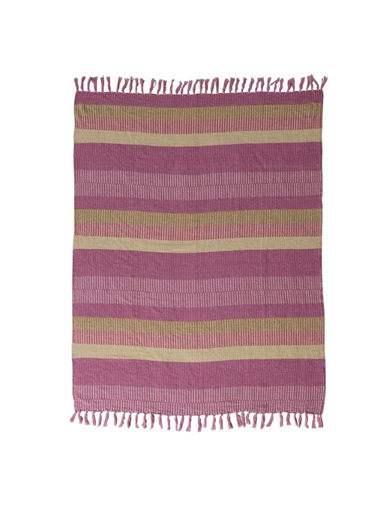 Stripe and Fringe Throw Blanket 