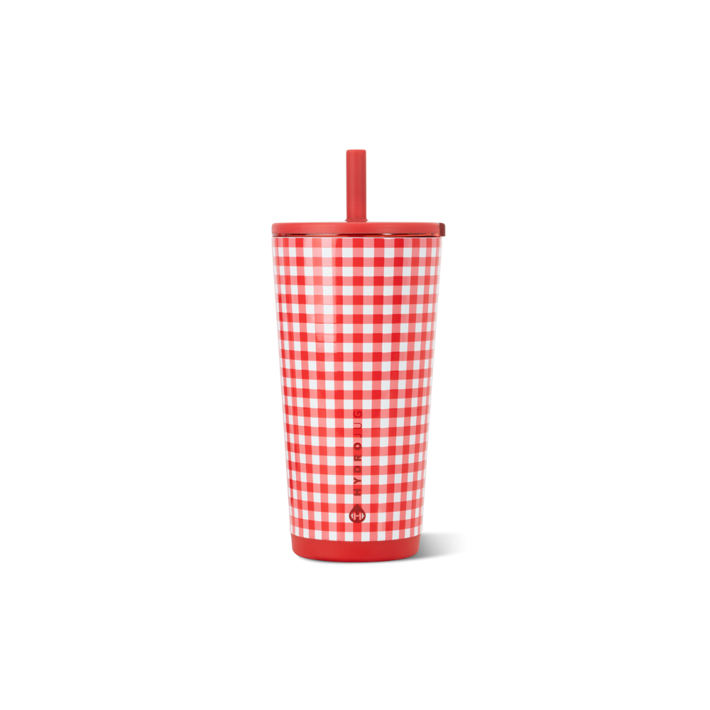 red gingham trumbler 