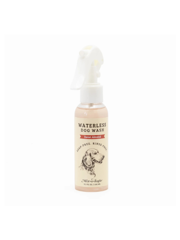 Bottle of waterless dog wash with a white background