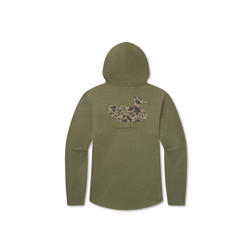 Classic Camo Duck Hoodie Tee in Washed Dark Green by Southern Marsh