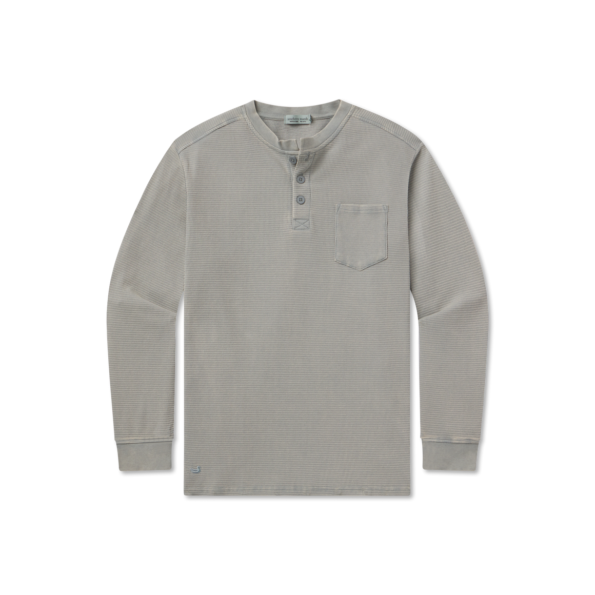 Long Sleeve Seawash Vintage Waffle Henley in Burnt Sage By Southern Marsh