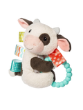 Colorful plush cow toy rattle teether for baby