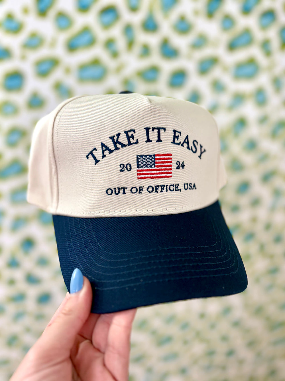 Take It Easy Vintage Trucker Hat American flag trendy cap navy