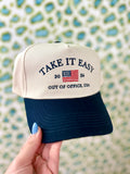 Take It Easy Vintage Trucker Hat American flag trendy cap navy