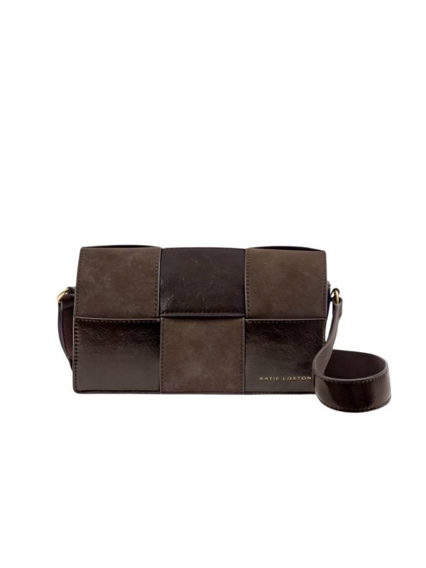 Taya Suedette Crossbody Bag Bitter Chocolate Patent By Katie Loxton