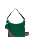 green striped strap leather bag