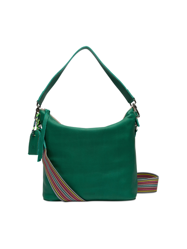 green striped strap leather bag