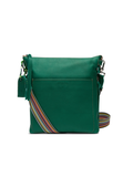 green leather purse