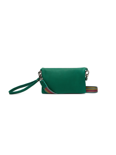 green leather side purse