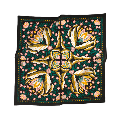 Decorative bandana with floral pattern on a black background