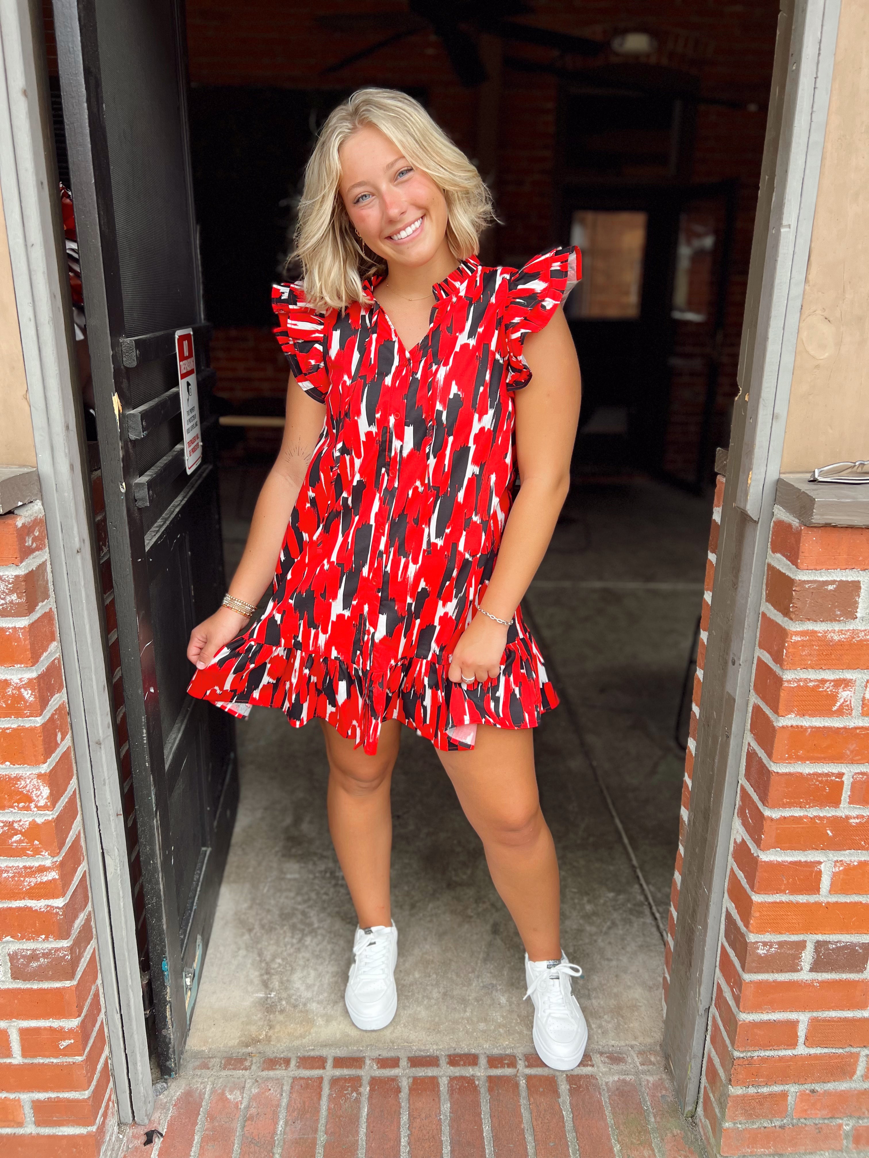 The Abby Tailgate Time Red and Black Dress