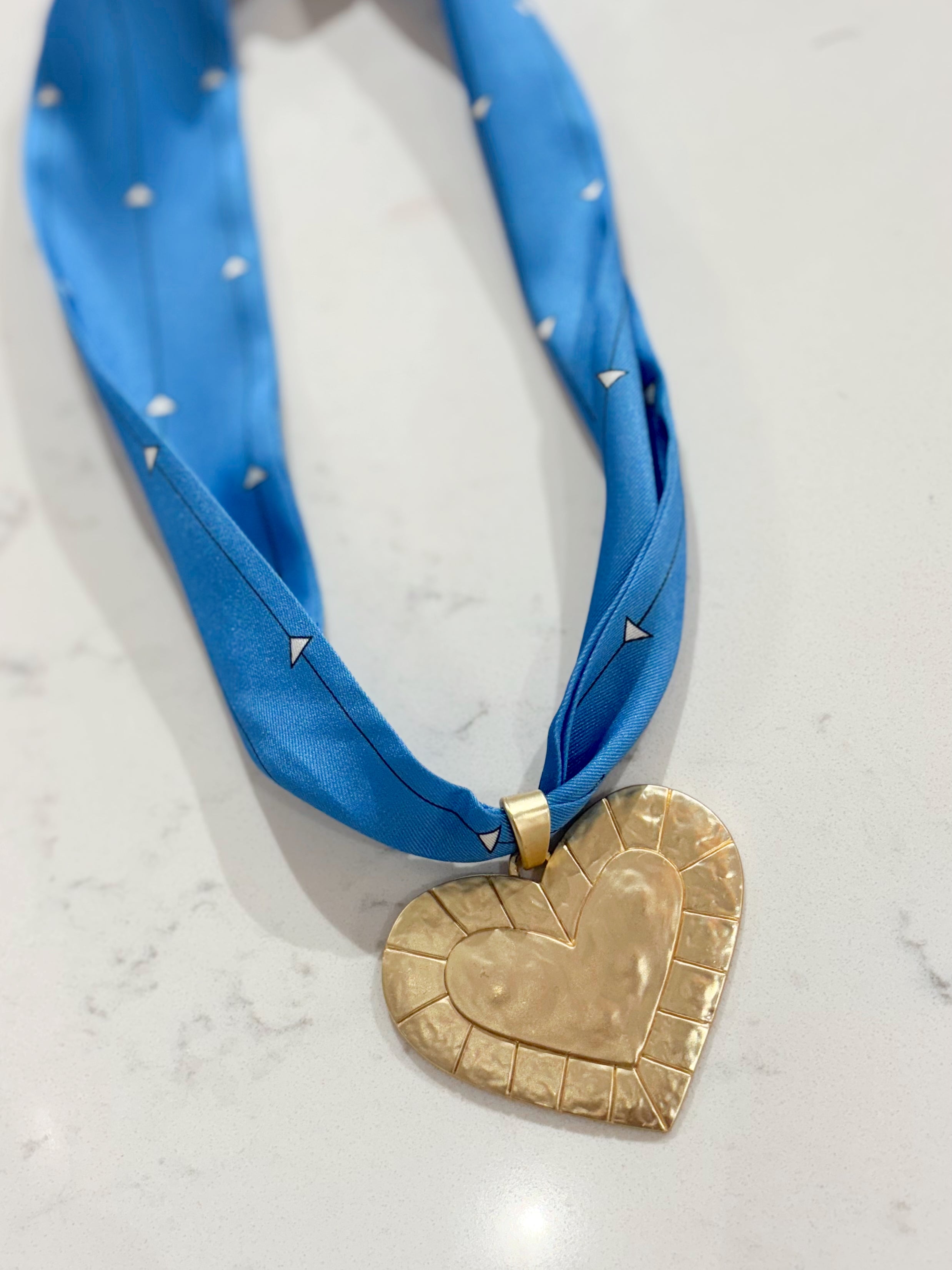 Blue Heart Scarf Necklace By Hart Designs