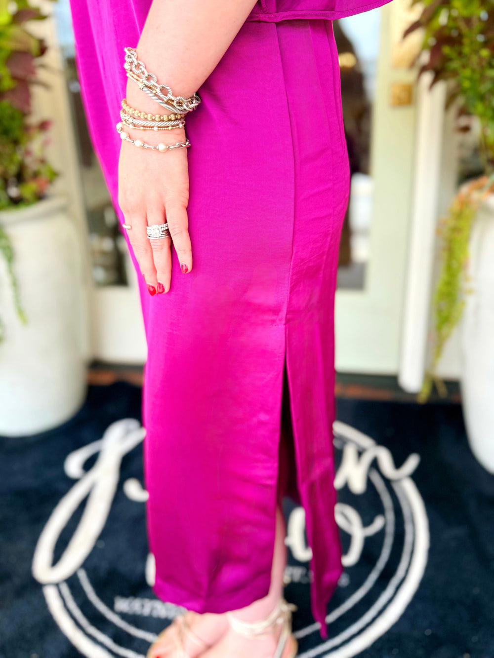 The Loretta Flowy Satin Tie Back Midi Dress (S-L)