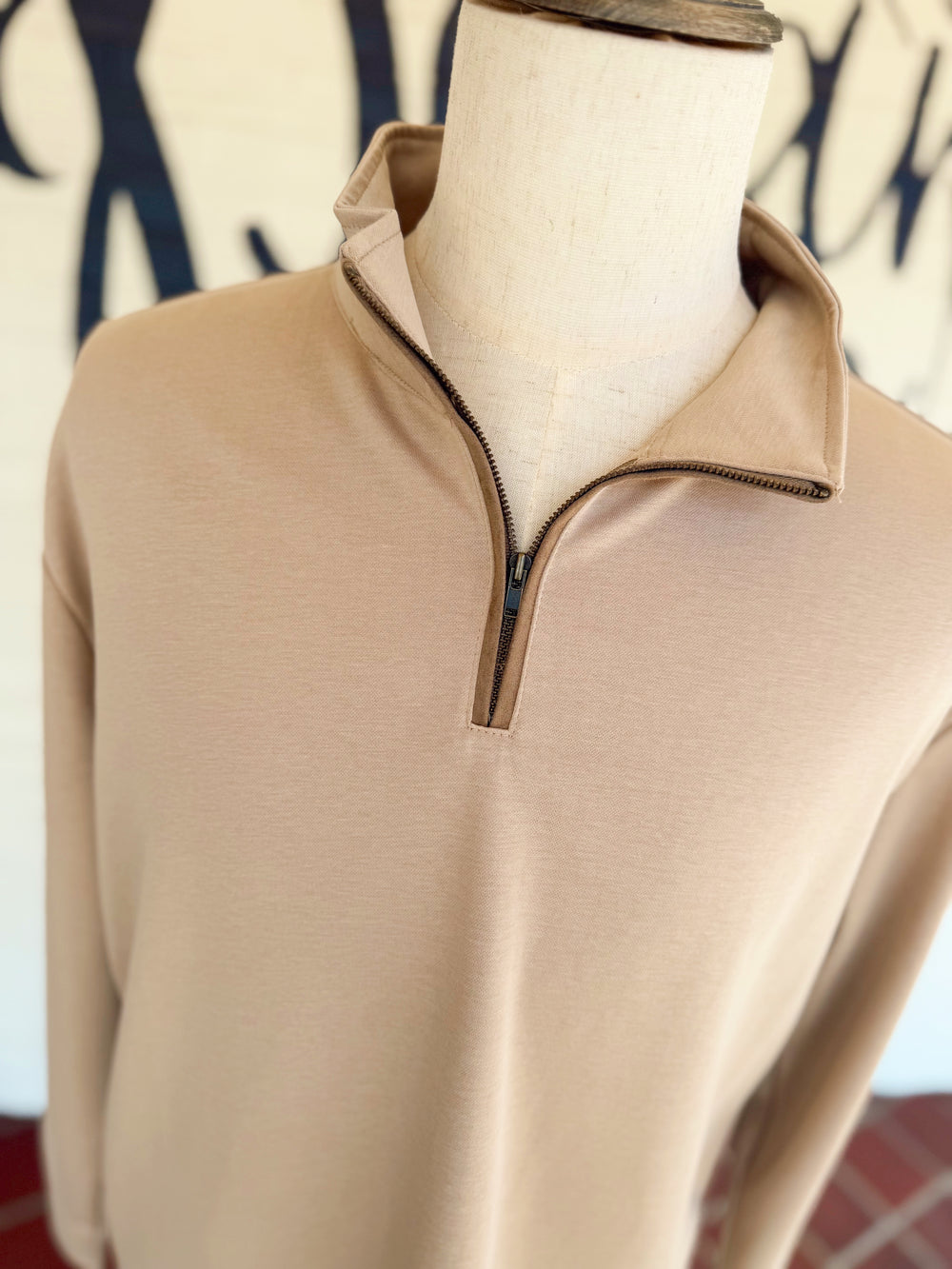 The MarshLUX Augusta Quarterzip in Burnt Taupe by Southern Marsh