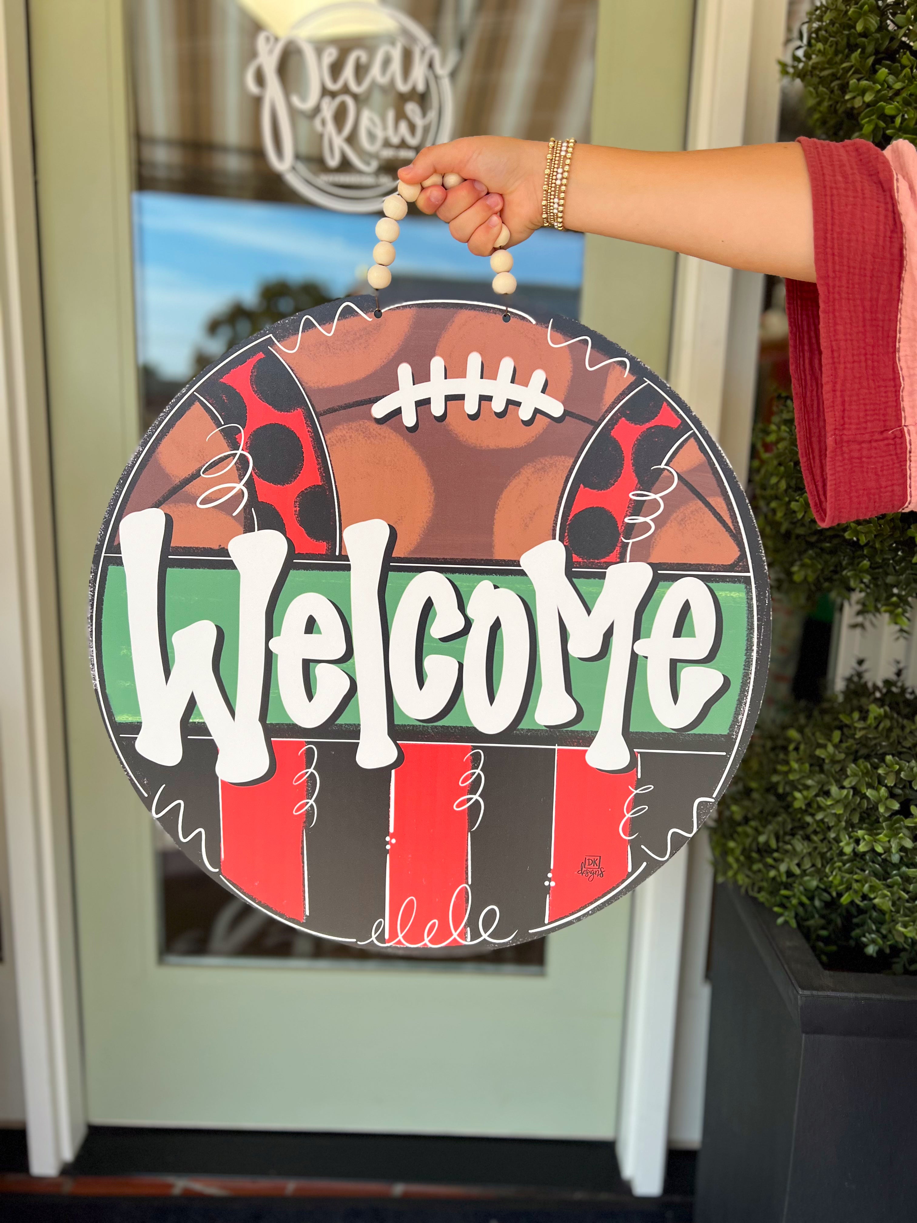 Red/ Black Welcome Football Door Hanger