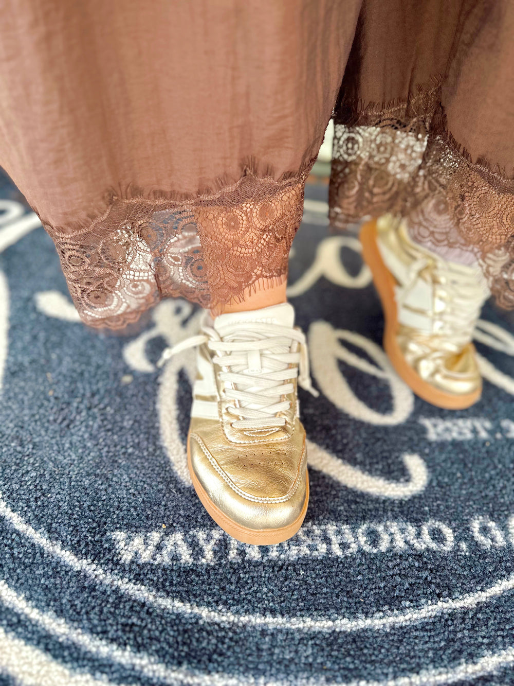 The Sutton Cropped Lace Trim Balloon Pants in Brown (S-L)