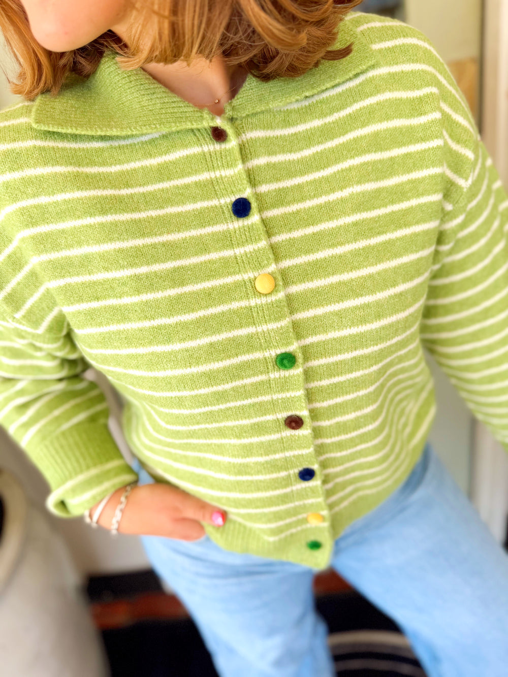 The Willa Striped Mutli Color Button Down Sweater (S-L)