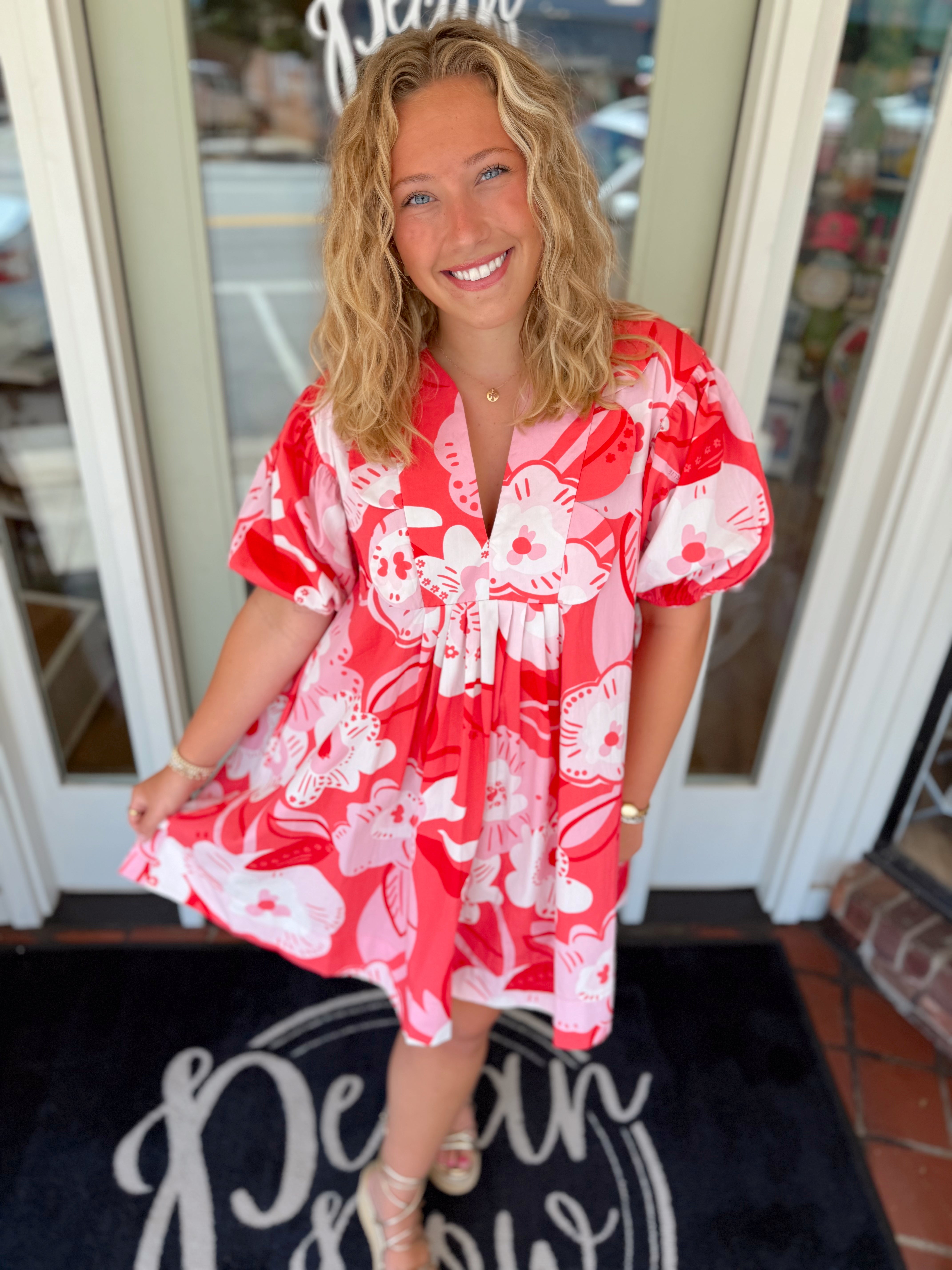 Artist Floral V-Neck Scallop Dress by Karlie