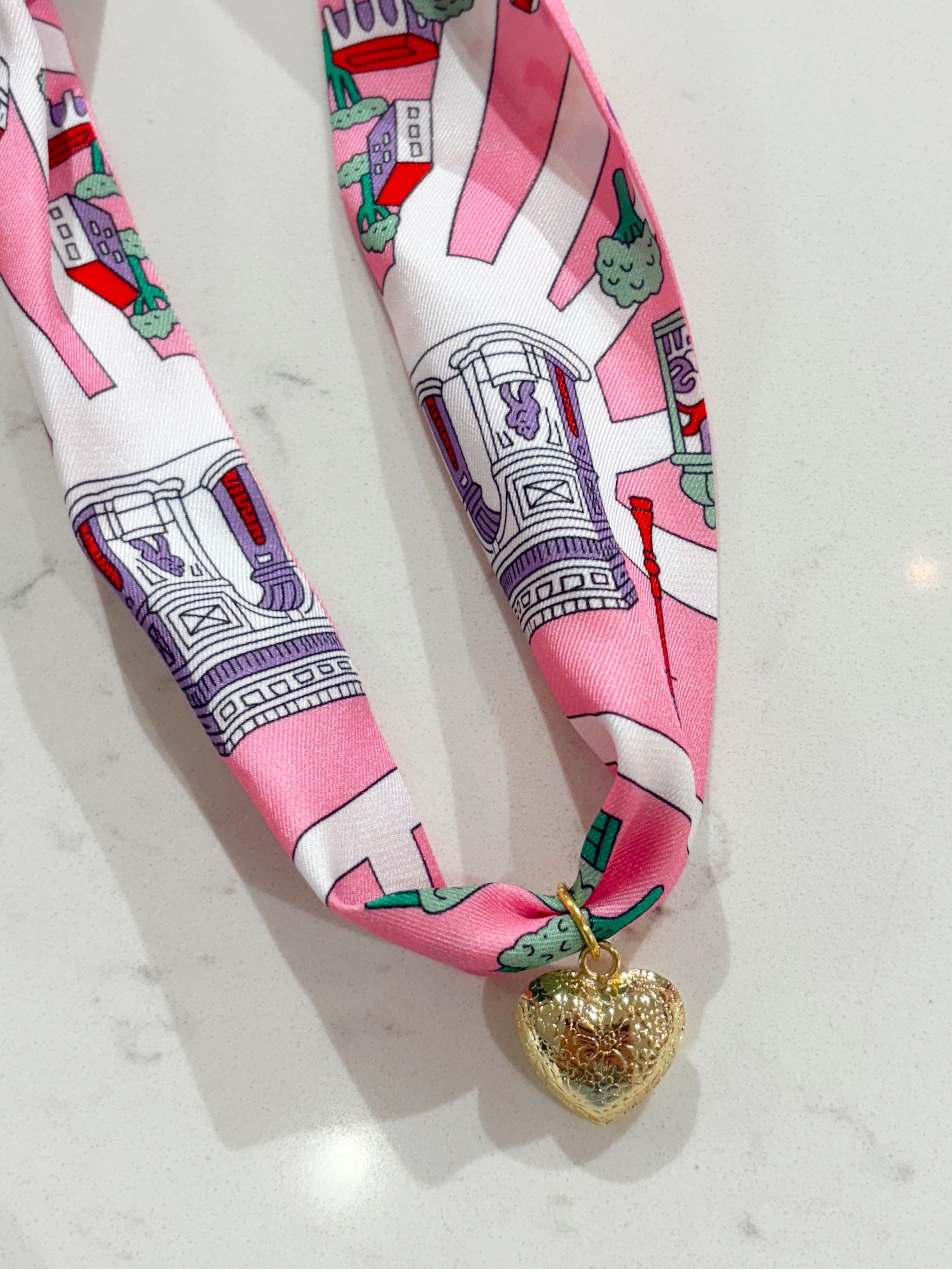 Pink Paris Scarf Necklace By Hart Design