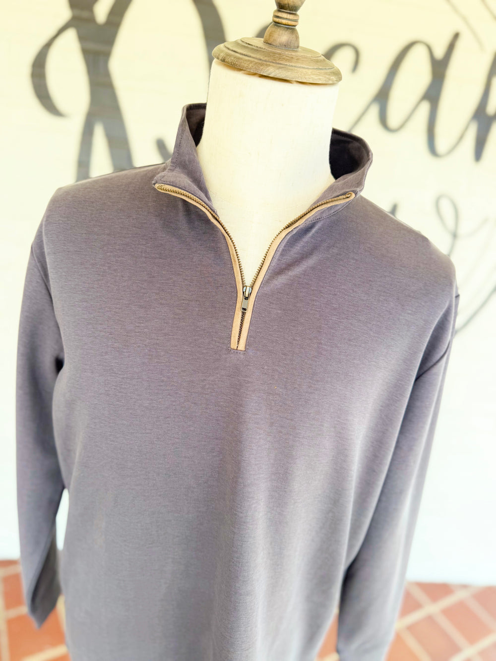 The MarshLUX Augusta Quarterzip in Dark Gray by Southern Marsh