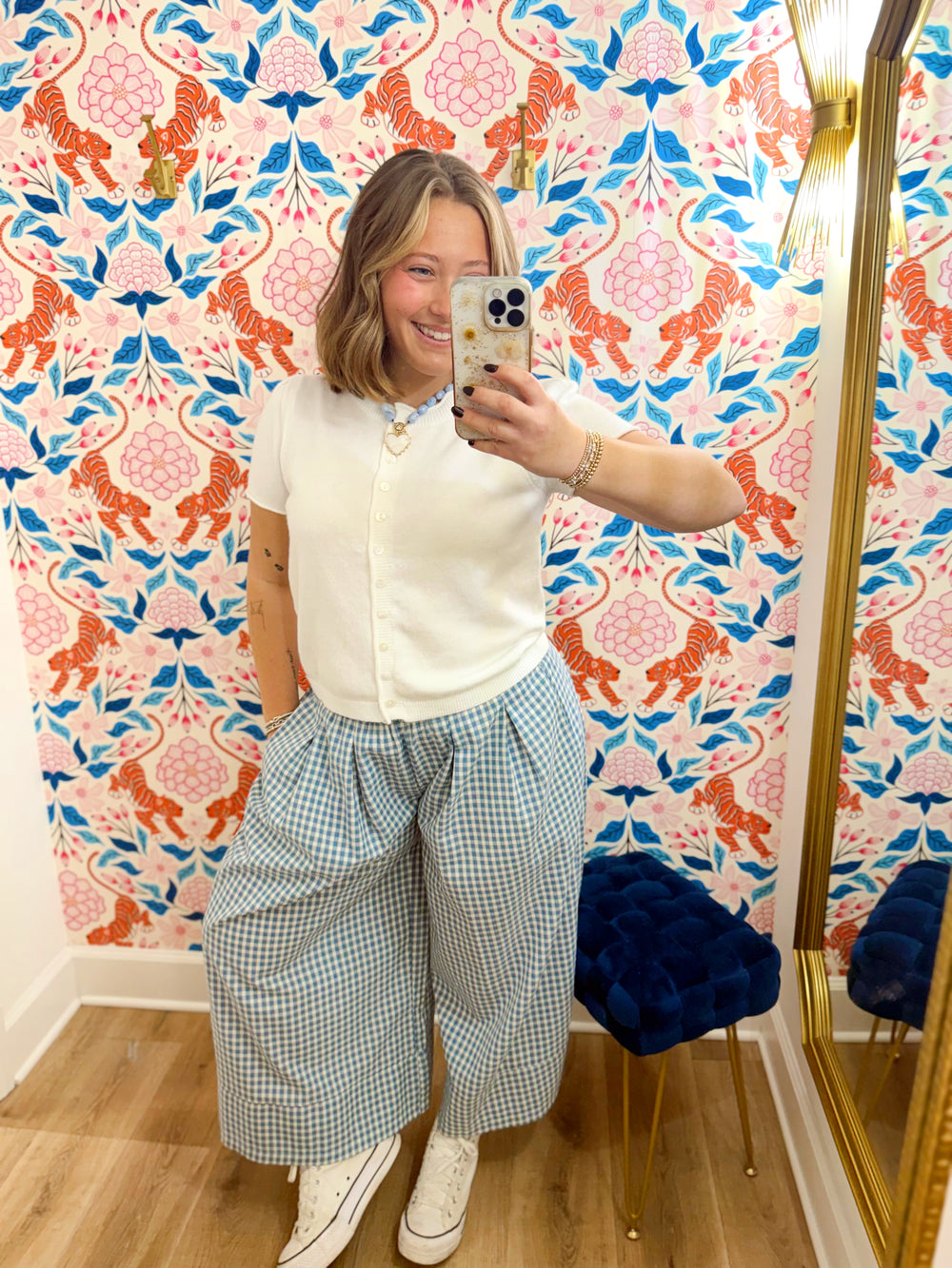 The Bailee Gingham Wide Leg Pants (S-L)