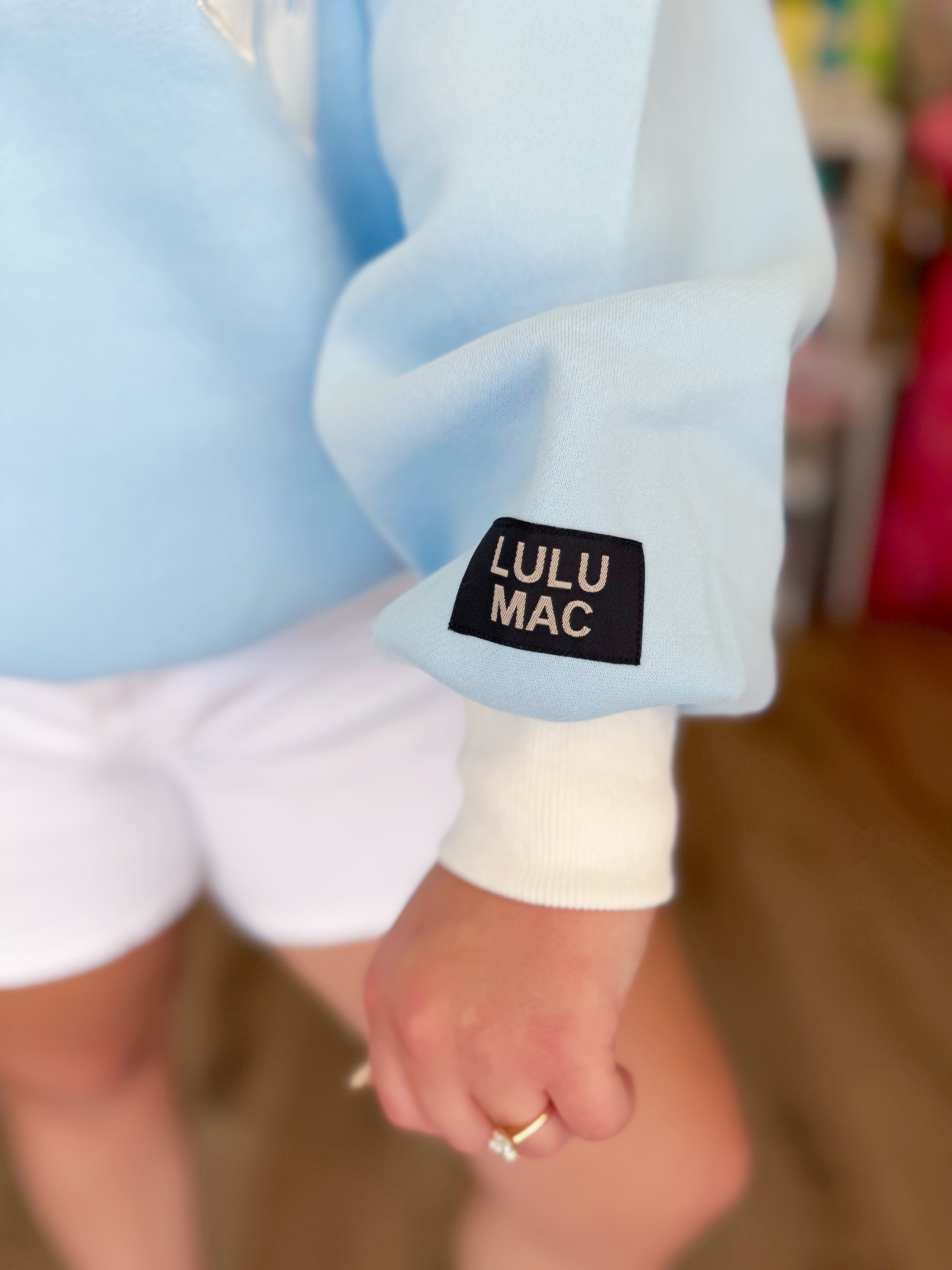 Color Block Light Blue/ White Stitch Sweatshirt By Lulu Mac (S-XL)