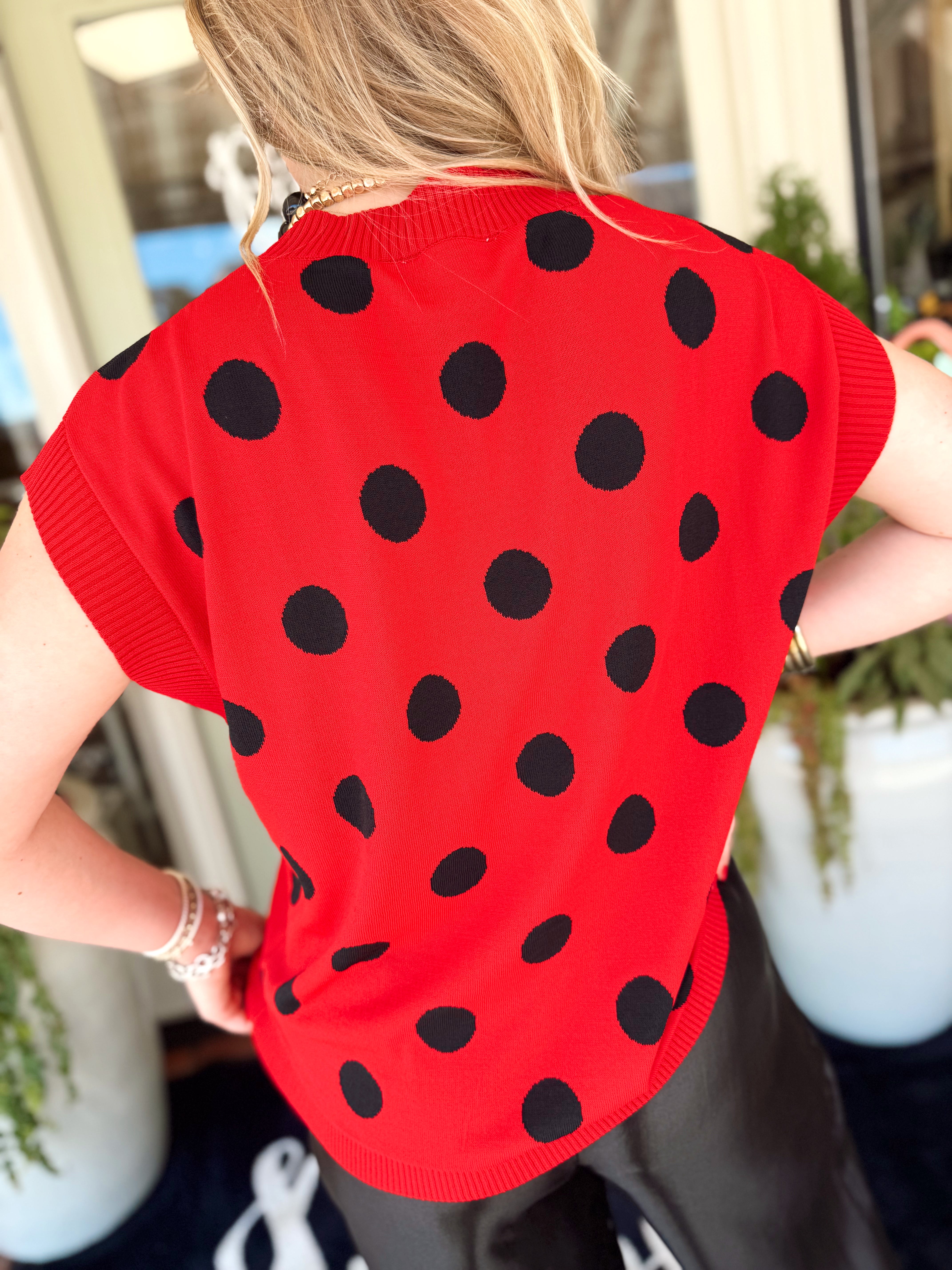 The Gayla Polka Dot Sleeveless Knit Top (S-L)